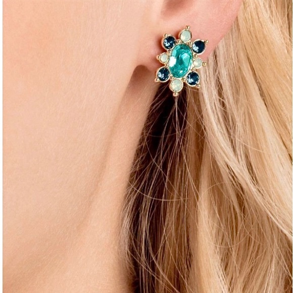 Swarovski “Lucky Goddess” Blue Crystal Stud Earrings - Picture 8 of 12